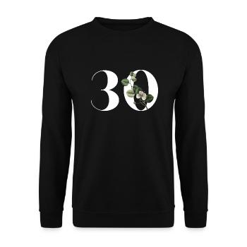 Number 30 Floral Green - 30th Floral Birthday - Unisex Sweatshirt - black - Front - Alina (178cm) & Michal (187cm)