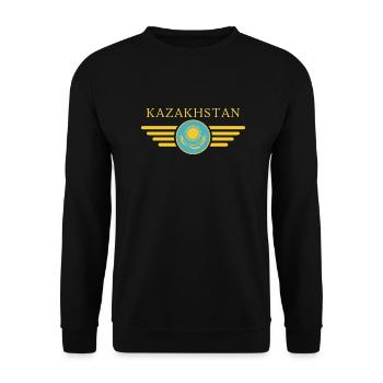 J’aime le Kazakhstan, T-shirt design de style élégance - Sweat-shirt Unisexe - noir - Devant - Alina (178cm) & Michal (187cm)