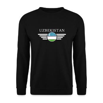 ich liebe Usbekistan, Eleganz Stil Design T-Shirt - Unisex Pullover - Schwarz - Vorne - Alina (178cm) & Michal (187cm)