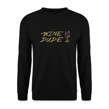 Wein Alter gelb mit weinglas Zeichnung - Unisex Pullover - Schwarz - Vorne - Alina (178cm) & Michal (187cm)