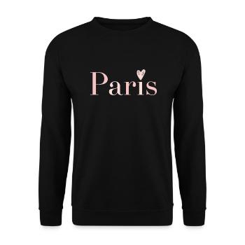 Paris en rose avec un cœur sur le I - Sweat-shirt Unisexe - noir - Devant - Alina (178cm) & Michal (187cm)