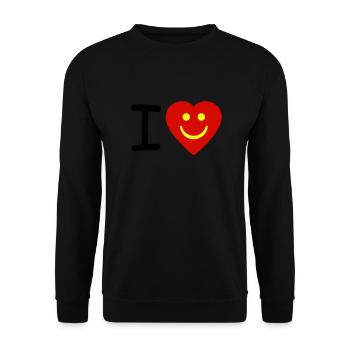 Heart - Smiley - I heart - I love - Unisex Sweatshirt - black - Front - Alina (178cm) & Michal (187cm)