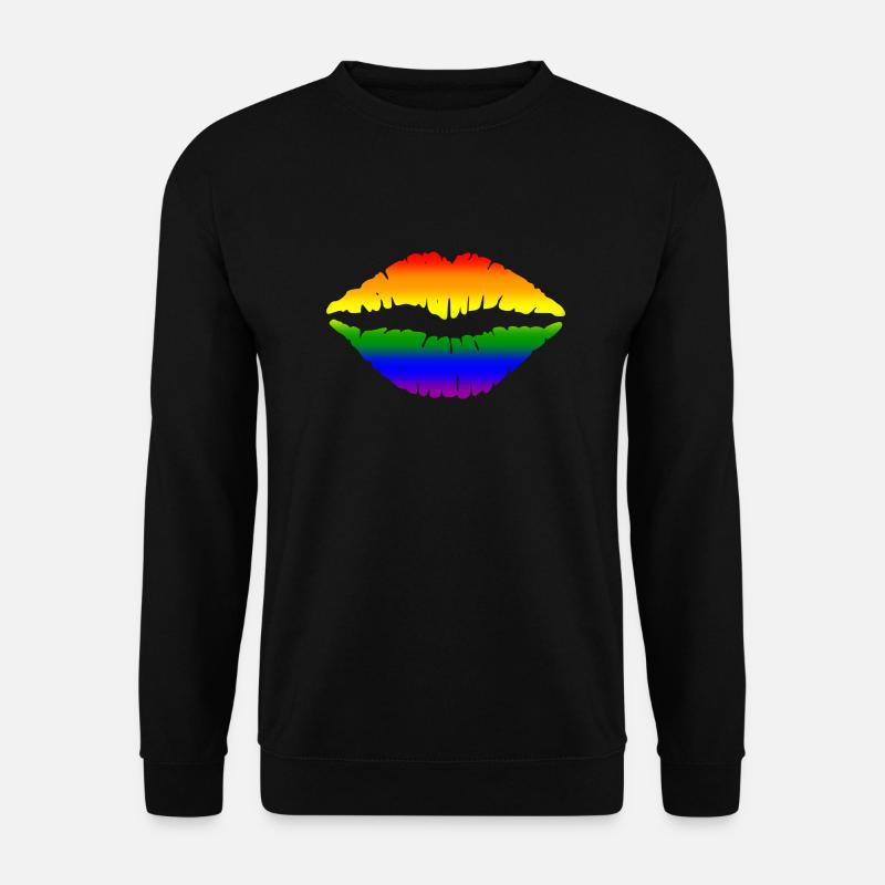Regenbogen-Lippen - Unisex Pullover - Schwarz