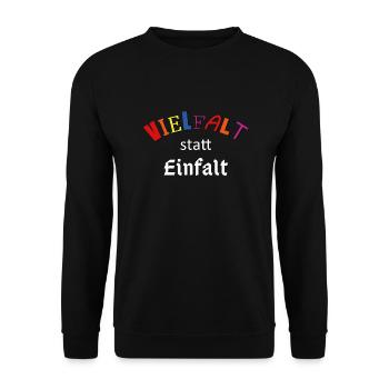 Vielfalt statt Einfalt - Unisex Pullover - Schwarz - Vorne - Alina (178cm) & Michal (187cm)