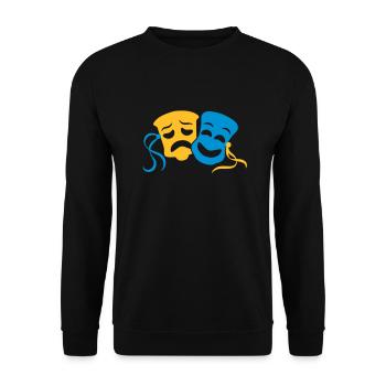 Theaterschauspieler glücklich traurig wirkenden - Unisex Pullover - Schwarz - Vorne - Alina (178cm) & Michal (187cm)