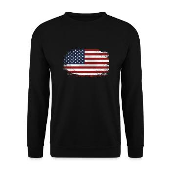 USA Flag - Vintage Look - Unisex Pullover - Schwarz - Vorne - Alina (178cm) & Michal (187cm)