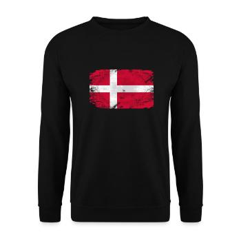Denmark Flag - Vintage Look - Unisex Pullover - Schwarz - Vorne - Alina (178cm) & Michal (187cm)
