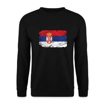 Serbia Flag - Vintage Look - Unisex Pullover - Schwarz - Vorne - Alina (178cm) & Michal (187cm)