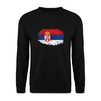 Serbia Flag - Vintage Look - Unisex Pullover - Schwarz - Vorne - Alina (178cm) & Michal (187cm)