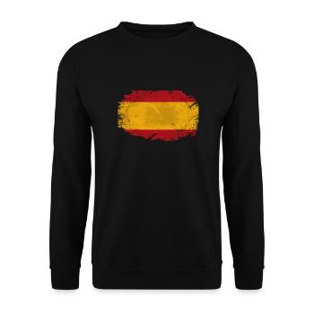 Spain Flag - Vintage Look - Unisex Pullover - Schwarz - Vorne - Alina (178cm) & Michal (187cm)
