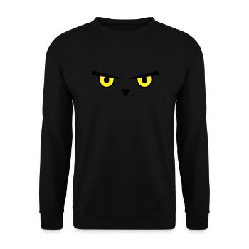 Eule, Augen, Emoji - Unisex Pullover - Schwarz - Vorne - Alina (178cm) & Michal (187cm)