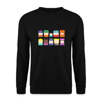 Un parc dans les personnages de dessins animés du sud - Sweat-shirt Unisexe - noir - Devant - Alina (178cm) & Michal (187cm)