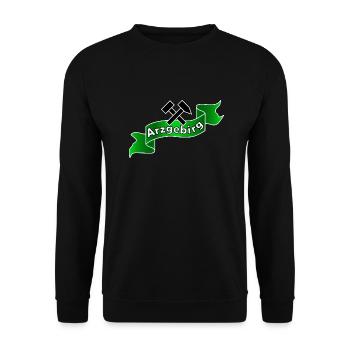 Erzgebirge Logo mit Hammer und Schlägel, Arzgebirg - Unisex Pullover - Schwarz - Vorne - Alina (178cm) & Michal (187cm)