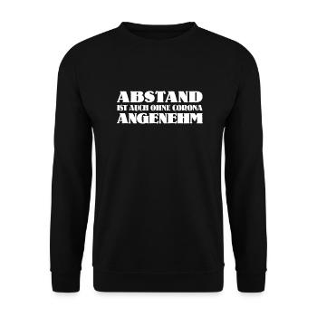 Abstand ist auch ohne Corona angenehm - Unisex Pullover - Schwarz - Vorne - Alina (178cm) & Michal (187cm)