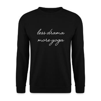 moins de drame plus de yoga sport fitness en disant anglais - Sweat-shirt Unisexe - noir - Devant - Alina (178cm) & Michal (187cm)