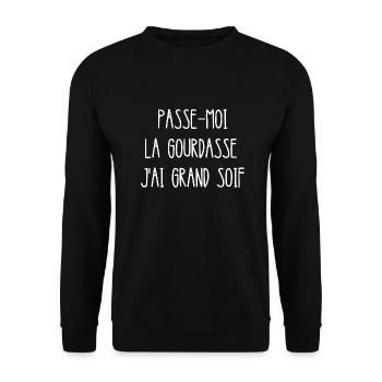 passe-moi la gourdasse j'ai grand soif - Sweat-shirt Unisexe - noir - Devant - Alina (178cm) & Michal (187cm)