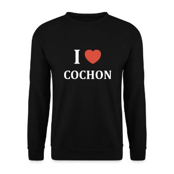i love cochon - Sweat-shirt Unisexe - noir - Devant - Alina (178cm) & Michal (187cm)