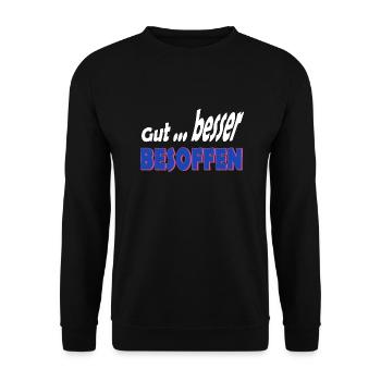 Alkohol feiern besoffen - Unisex Pullover - Schwarz - Vorne - Alina (178cm) & Michal (187cm)