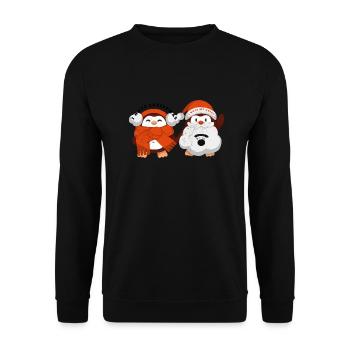Christmas Penguin - Penguin Fan - Unisex Sweatshirt - black - Front - Alina (178cm) & Michal (187cm)