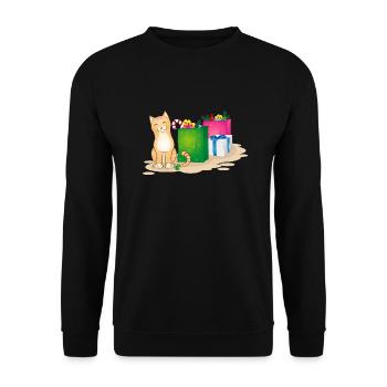 Weihnachtskatze - Unisex Pullover - Schwarz - Vorne - Alina (178cm) & Michal (187cm)