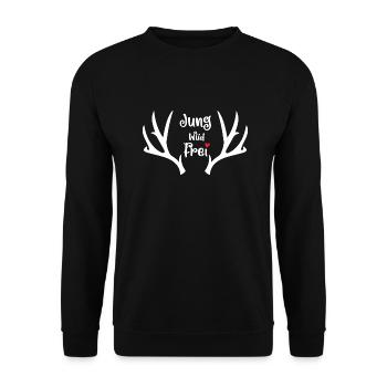 Lustiger Spruch Witzig Humor Geschenkidee - Unisex Pullover - Schwarz - Vorne - Alina (178cm) & Michal (187cm)