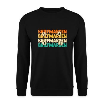 Philatelie Briefmarkensammlung Briefmarkensammler - Unisex Pullover - Schwarz - Vorne - Alina (178cm) & Michal (187cm)