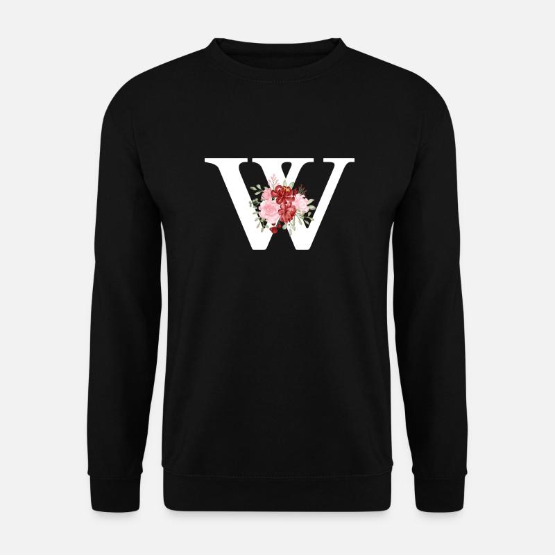 Buchstabe w floral rot - Unisex Pullover - Schwarz