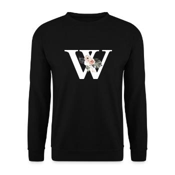 Tropischer Blumenbuchstabe - Unisex Pullover - Schwarz - Vorne - Alina (178cm) & Michal (187cm)
