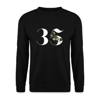 Numéro 35 floral vert - 35e anniversaire floral - Sweat-shirt Unisexe - noir - Devant - Alina (178cm) & Michal (187cm)