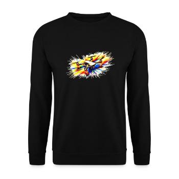 Multicopter, auch Drohne genannt - Farbsplash! - Unisex Pullover - Schwarz - Vorne - Alina (178cm) & Michal (187cm)