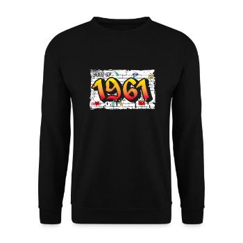 Timeless 1961 Graffiti – 64 Years of Urban Cool - Unisex Sweatshirt - black - Front - Alina (178cm) & Michal (187cm)
