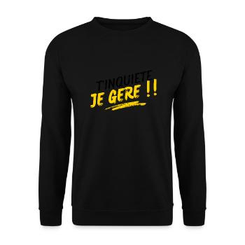 Keine Sorge, ich werde mich darum kümmern!! - Unisex Pullover - Schwarz - Vorne - Alina (178cm) & Michal (187cm)