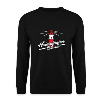 Heimathafen Wismar Norddeutschland Leuchtturm - Unisex Pullover - Schwarz - Vorne - Alina (178cm) & Michal (187cm)