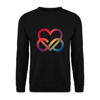 Buntes Herz Symbol Liebe Unendlichzeichen - Unisex Pullover - Schwarz - Vorne - Alina (178cm) & Michal (187cm)