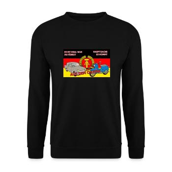 Egal was du fährst Hauptsache es kommt aus´m Osten - Unisex Pullover - Schwarz - Vorne - Alina (178cm) & Michal (187cm)