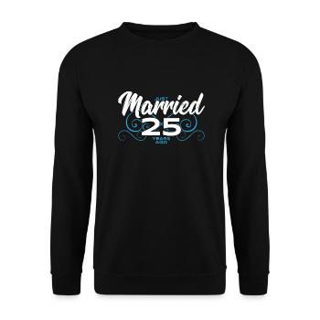 Just Married 25 Years Ago - 25th Wedding Anniversa - Unisex Pullover - Schwarz - Vorne - Alina (178cm) & Michal (187cm)