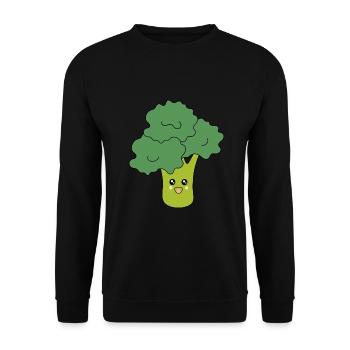 Kawaii Brokkoli Gemüse vegan - Unisex Pullover - Schwarz - Vorne - Alina (178cm) & Michal (187cm)