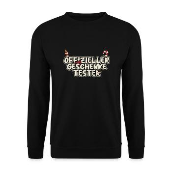 Weihnachten Offizieller Geschenketester - Unisex Pullover - Schwarz - Vorne - Alina (178cm) & Michal (187cm)