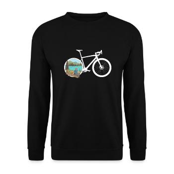 Gravel Bike Hike Rennrad Fahrrad lustiges Geschenk - Unisex Pullover - Schwarz - Vorne - Alina (178cm) & Michal (187cm)