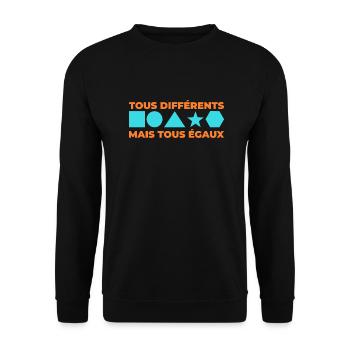 Tous différents mais tous égaux - Sweat-shirt Unisexe - noir - Devant - Alina (178cm) & Michal (187cm)