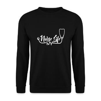 Nurse Life Heartbeat - Unisex Pullover - Schwarz - Vorne - Alina (178cm) & Michal (187cm)