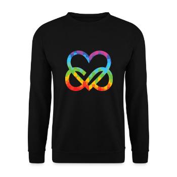 Polyamorie Infinity Herz - Poly Love Heart - Unisex Pullover - Schwarz - Vorne - Alina (178cm) & Michal (187cm)