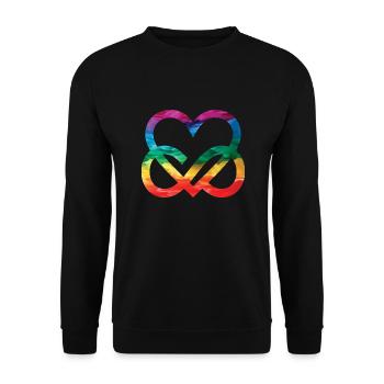 Infinite Love Rainbow Heart LGBTQ Pride Heart - Unisex Sweatshirt - black - Front - Alina (178cm) & Michal (187cm)