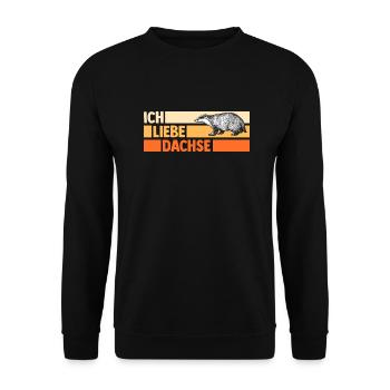 Tiermotiv Dachs - Unisex Pullover - Schwarz - Vorne - Alina (178cm) & Michal (187cm)