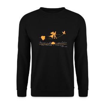 Einander zu lieben ist ein Gleichgewicht zwischen Freiheit und Sicherheit. - Unisex Pullover - Schwarz - Vorne - Alina (178cm) & Michal (187cm)