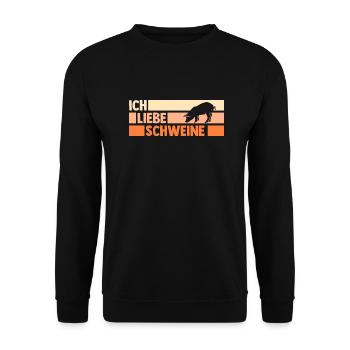 Ferkel Landwirt Bauer Bauernhof Schweine - Unisex Pullover - Schwarz - Vorne - Alina (178cm) & Michal (187cm)