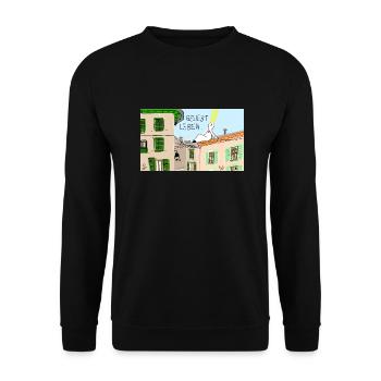 Geliebt leben. - Unisex Pullover - Schwarz - Vorne - Alina (178cm) & Michal (187cm)