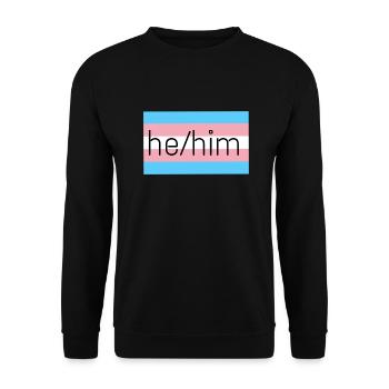 trans flag he/him pronouns - Unisex Sweatshirt - black - Front - Alina (178cm) & Michal (187cm)