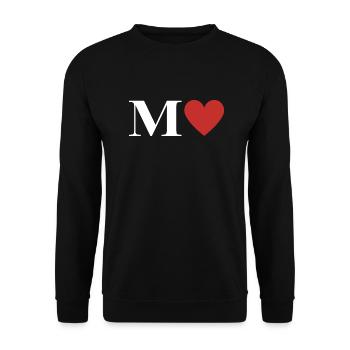 Lettre m cœur rouge - Sweat-shirt Unisexe - noir - Devant - Alina (178cm) & Michal (187cm)