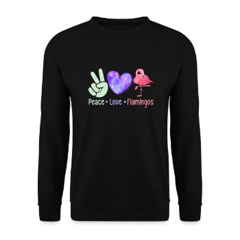 Paix Amour Flamants roses Oiseau Rose Mignon - Sweat-shirt Unisexe - noir - Devant - Alina (178cm) & Michal (187cm)